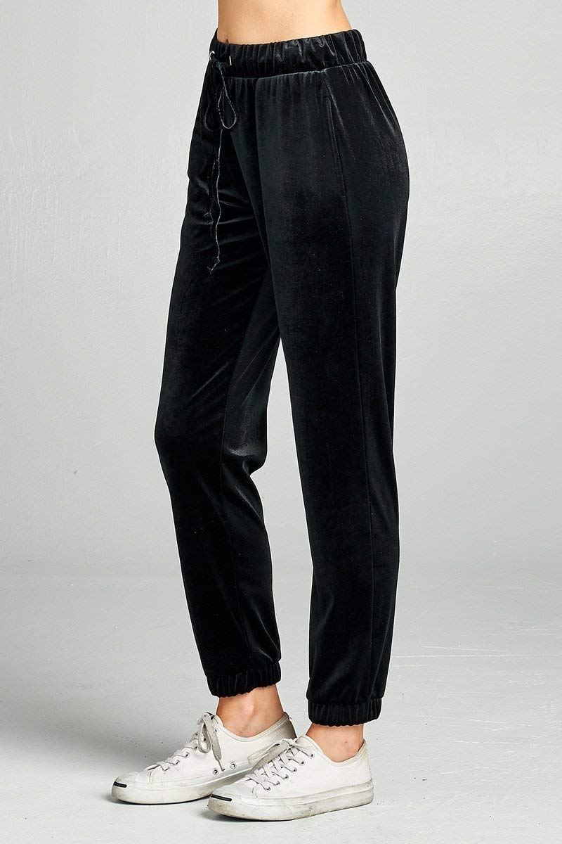 Khanomak Women's Waist Drawstring Casual Velvet Jogger Pants