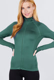 Women's Long Sleeve Zip Up Athletic Wear Sweater Work Out Jacket Mid Green Small