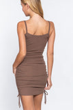Women's Side Ruched Sleeveless Scoop Neck Cami Mini Dress