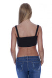 Hollywood Star Fashion Women's Sexy Front Zipper Bustier Crop Top with Straps