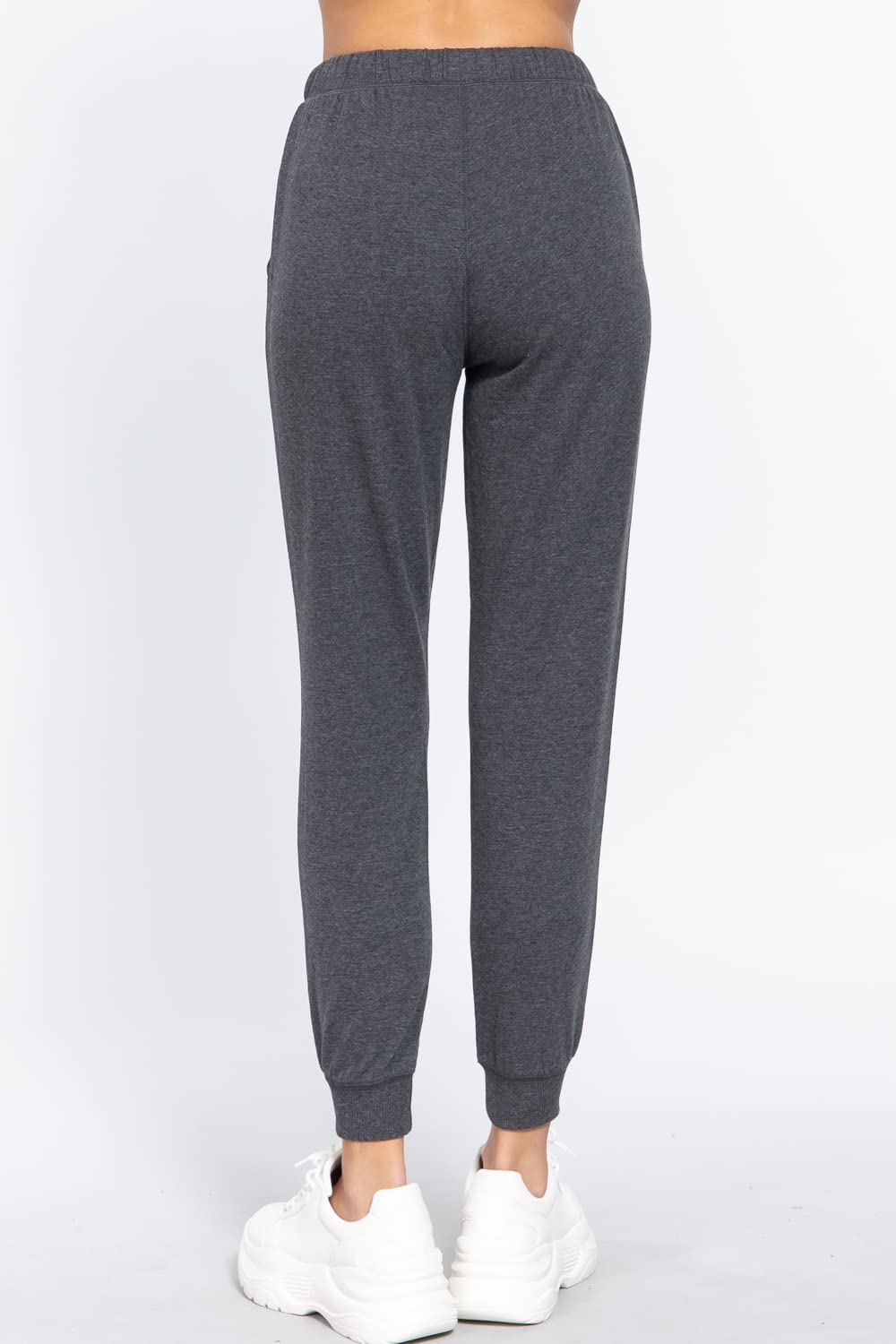 Khanomak Plain Long Drawstring Waist Front Pockets French Terry Joggers1