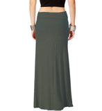 Hollywood Star Fashion Women's Basic Stretch Solid Colored Plain Maxi Long Skirt