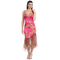Women's Sexy Unique Stretchy Midi Evening Sequined Floral Design Dress (Medium (8), Pink)