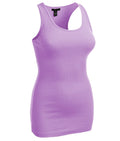 Women's Long Ribbed Rib Racerback Tank Top Cotton Stretch Quality Tunic Basic (Large, Lavender)