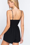 Women's Twisted Back Cami Woven Romper