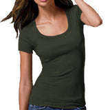 Hollywood Star Fashion Women's Short Sleeve Scoop Neck Cotton Top