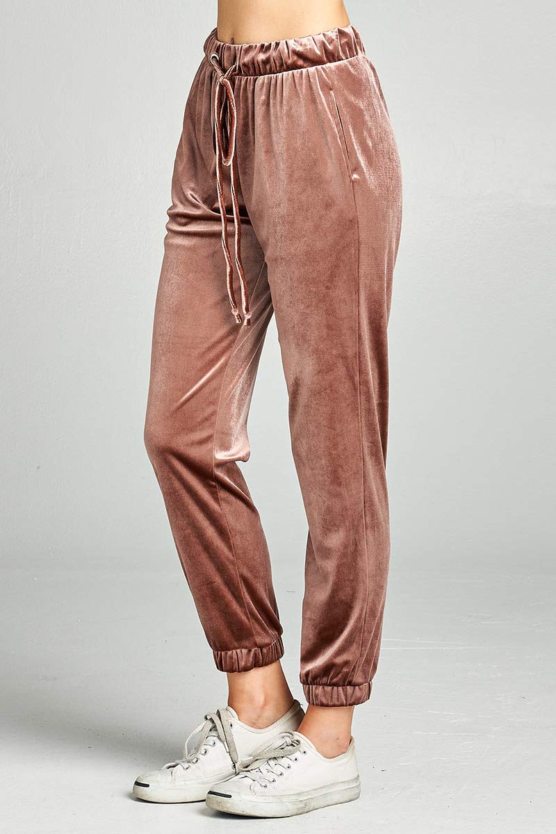 Khanomak Women's Waist Drawstring Casual Velvet Jogger Pants