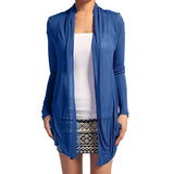 Women's Light Weight Flyaway Cardigan Shawl Collar Shrug with Drape Pockets Cardi Plus Size (1XL, Royal Blue)