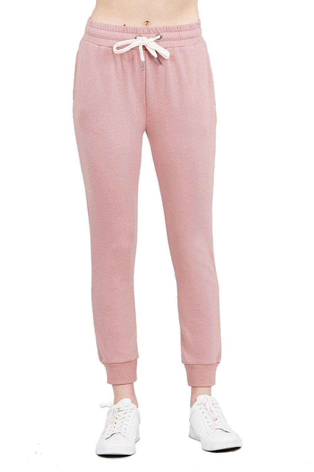 Women's Active Yoga French Terry Black Sweatpants Workout Joggers Pants