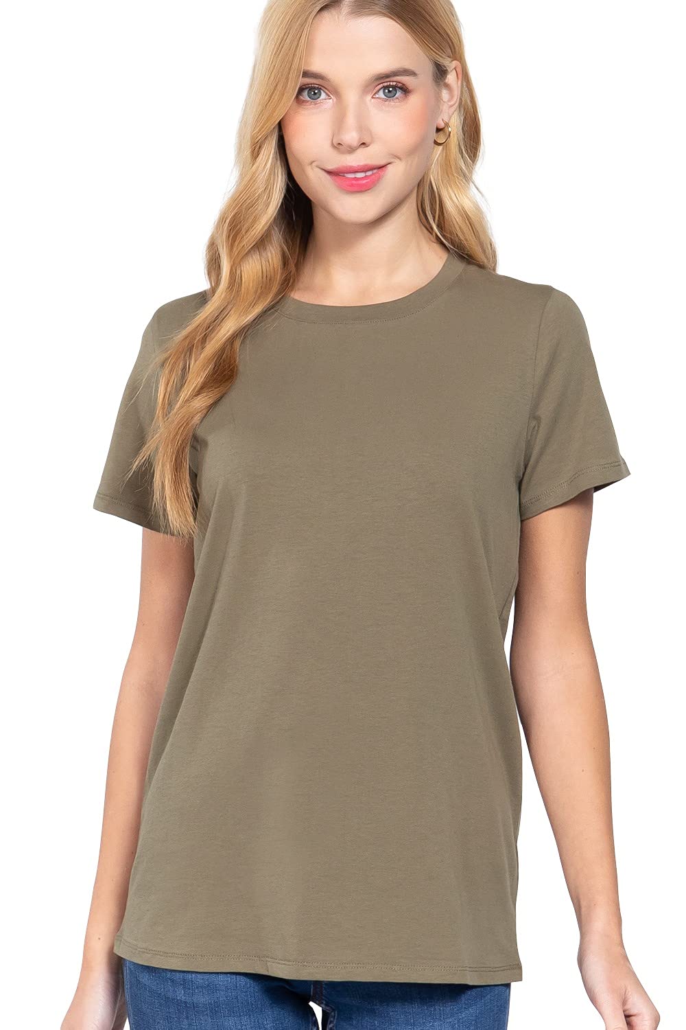 Womens- Crew Neck Short Sleeve Boxy Boyfriend Tee
