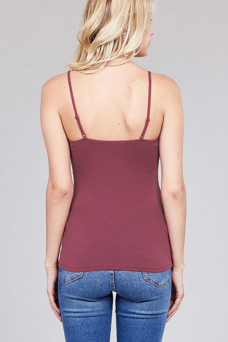 Women's Plus Size Camisole Tank Top with Built-In Shelf Bra & Adjustable Straps