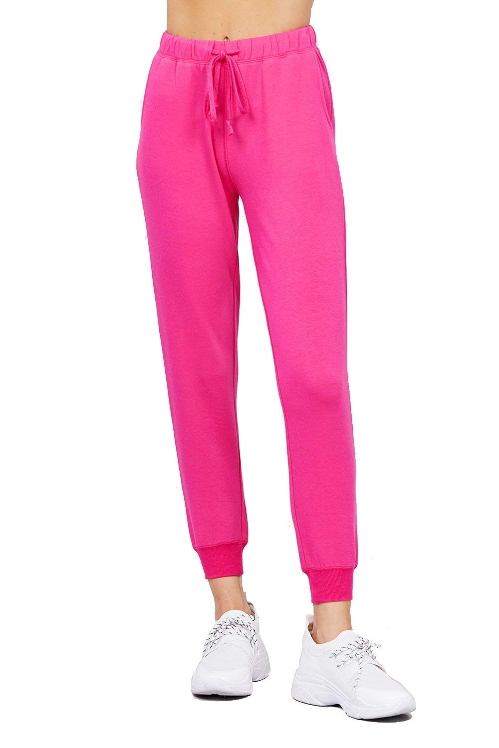 Khanomak Plain Long Drawstring Waist Front Pockets French Terry Joggers1