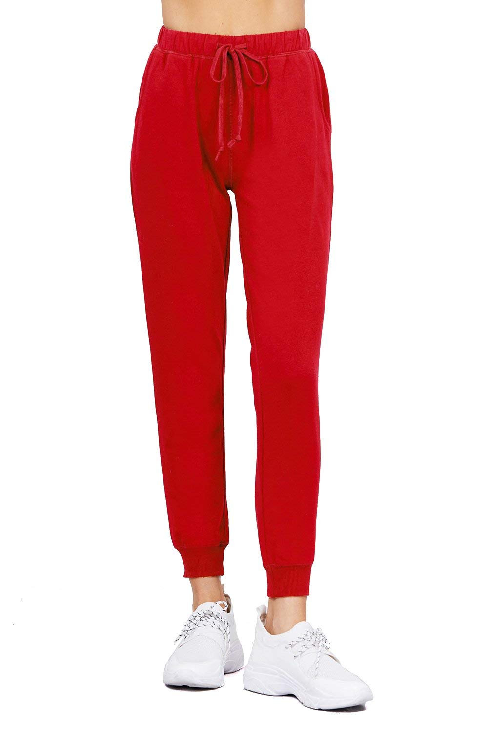 Khanomak Plain Long Drawstring Waist Front Pockets French Terry Joggers1