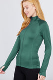 Women's Long Sleeve Zip Up Athletic Wear Sweater Work Out Jacket Mid Green Small