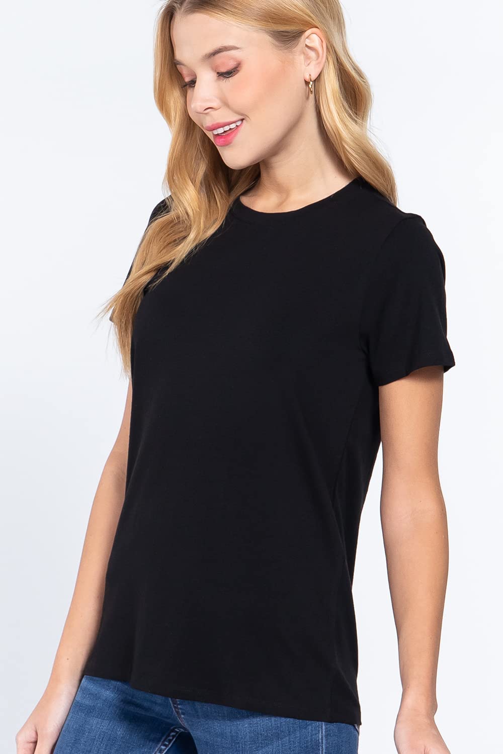 Womens- Crew Neck Short Sleeve Boxy Boyfriend Tee
