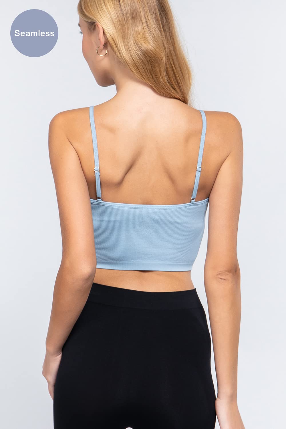 Women's Round Neck Cami Ribbed Seamless Active Crop Top