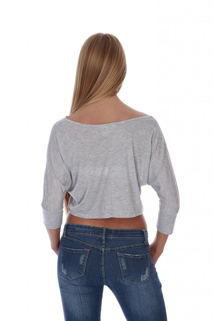 Hollywood Star Fashion Women's 3/4 Sleeves Over Shoulder Batwing Top