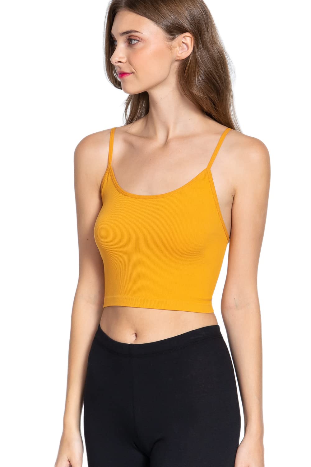 Women's Round Neck Cami Ribbed Seamless Active Crop Top
