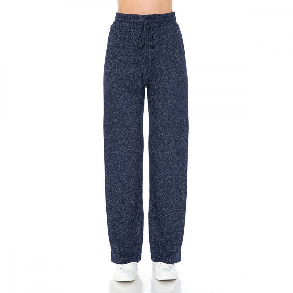 Women's Brushed Hacci Wide Leg Stretchy Drawstring Lounge Pants