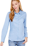 Women's Long Sleeve Princess Line Button Down Woven Shirt