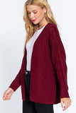 Women's Long Sleeve Open Front Cable Sweater Cardigan