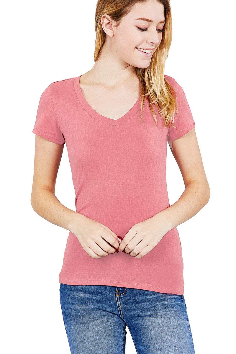 Khanomak Women's Short Sleeve V-Neck Casual Basic Plus Size Tee T-Shirt