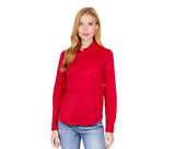 Women's Long Sleeve Princess Line Button Down Woven Shirt