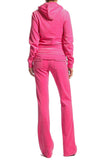 Velour Classic Hoodie Sweat Suit Jacket and Pants Set Velvet Tracksuit with Pockets1