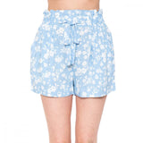 Khanomak Women's Leopard Print Paper Bag Rayon Loose Elastic Waist Shorts