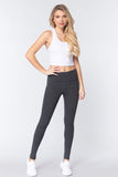 Women's Waist Banded Long Black Yoga Pants Small