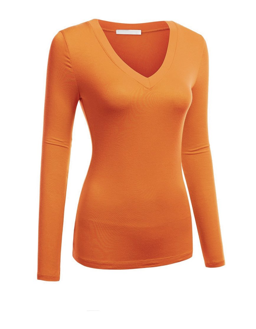 Hollywood Star Fashion Women's Long Sleeve V-Neck Tee Tank Top Shirt