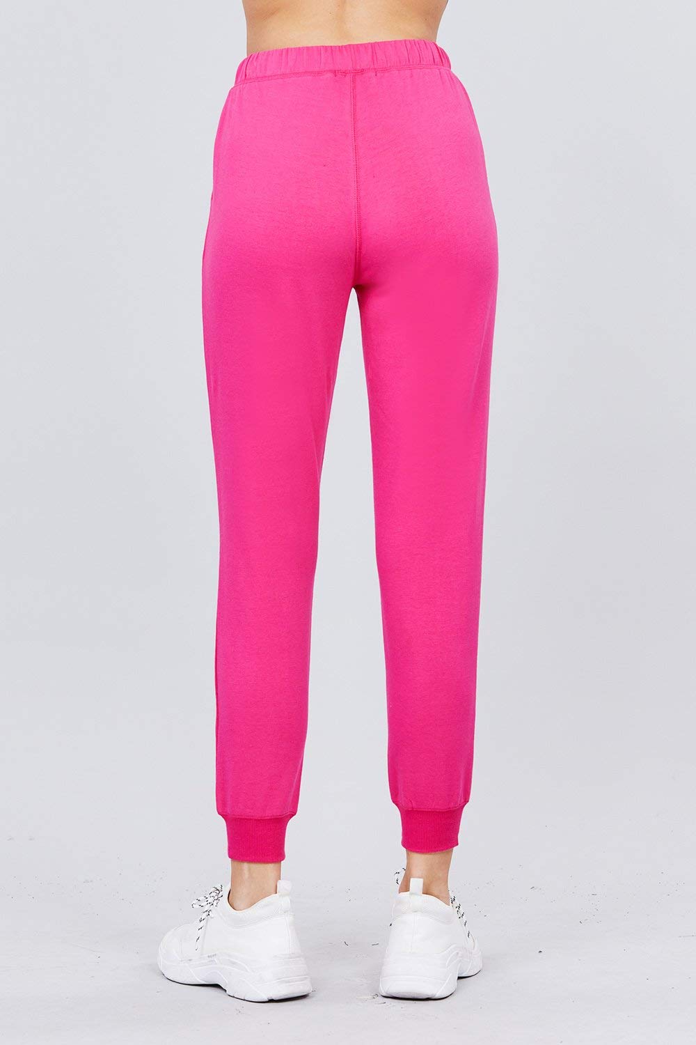 Khanomak Plain Long Drawstring Waist Front Pockets French Terry Joggers1