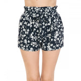 Khanomak Women's Leopard Print Paper Bag Rayon Loose Elastic Waist Shorts