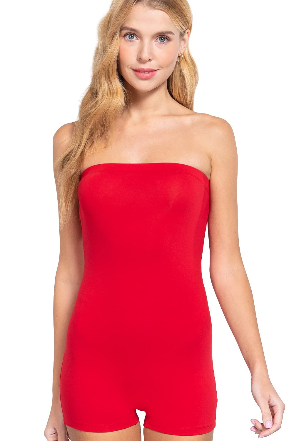  Red Bodysuit Catsuit For Women Strapless Jumpsuits