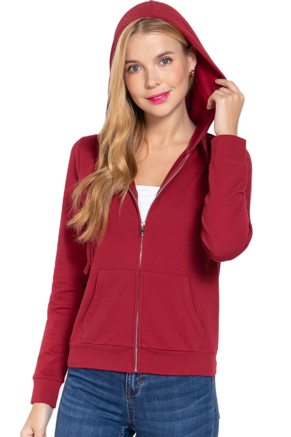 Long Sleeve Zipper French Terry Jacket with Kangroo Pocket