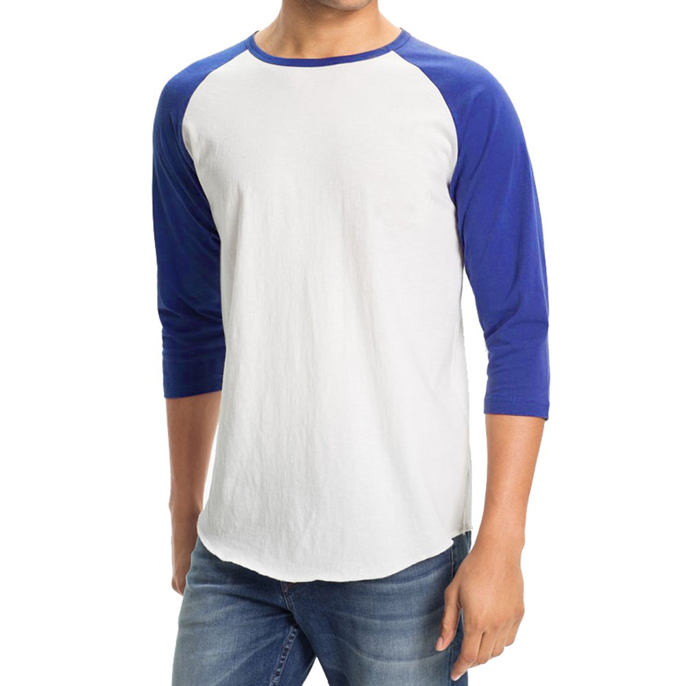 Hollywood Star Fashion Men's Plain Baseball Athletic 3/4 Sleeve Tee Shirt