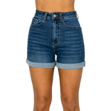 Women's Basic Casual Cuffed Denim Jean Folded Mom Shorts