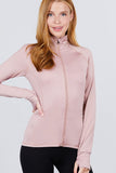 Women's Long Sleeve Zip Up Athletic Wear Sweater Work Out Jacket Light Pink Large