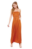 Women Strapless Off Shoulder Tube Sleeveless Long Casual Pocket Maxi Dress