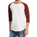 Men's Plain Baseball Athletic 3/4 Sleeve 100% Cotton Tee Shirt (Burgundy&White)