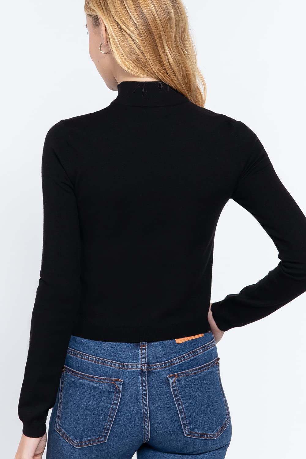 Women's Long Sleeves Mock Neck Front Cut Out Keyhole Sweater