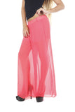 Hollywood Star Fashion Women's Full Length Chiffon Wide Pants with Shorts