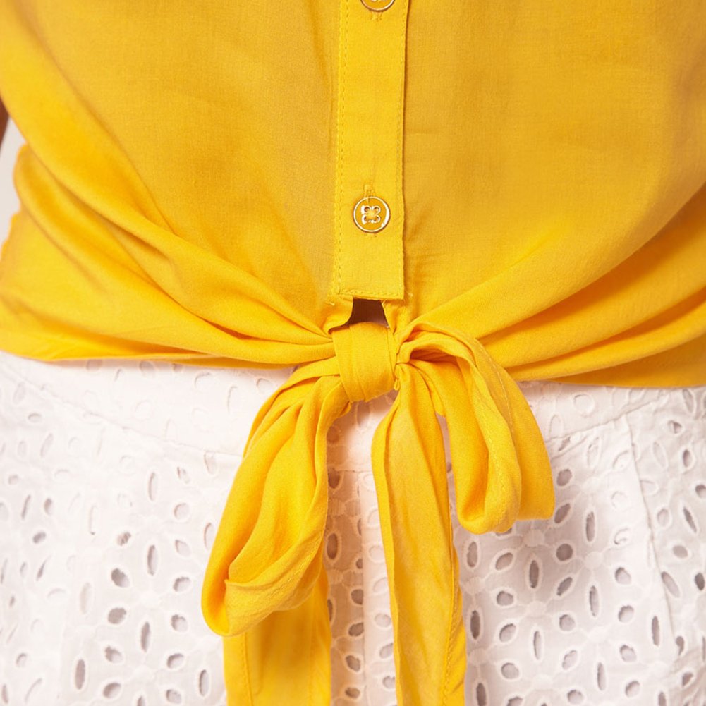 Hollywood Star Fashion Rayon Sleeveless Semi Sheer Tie Front Shirt Blouse