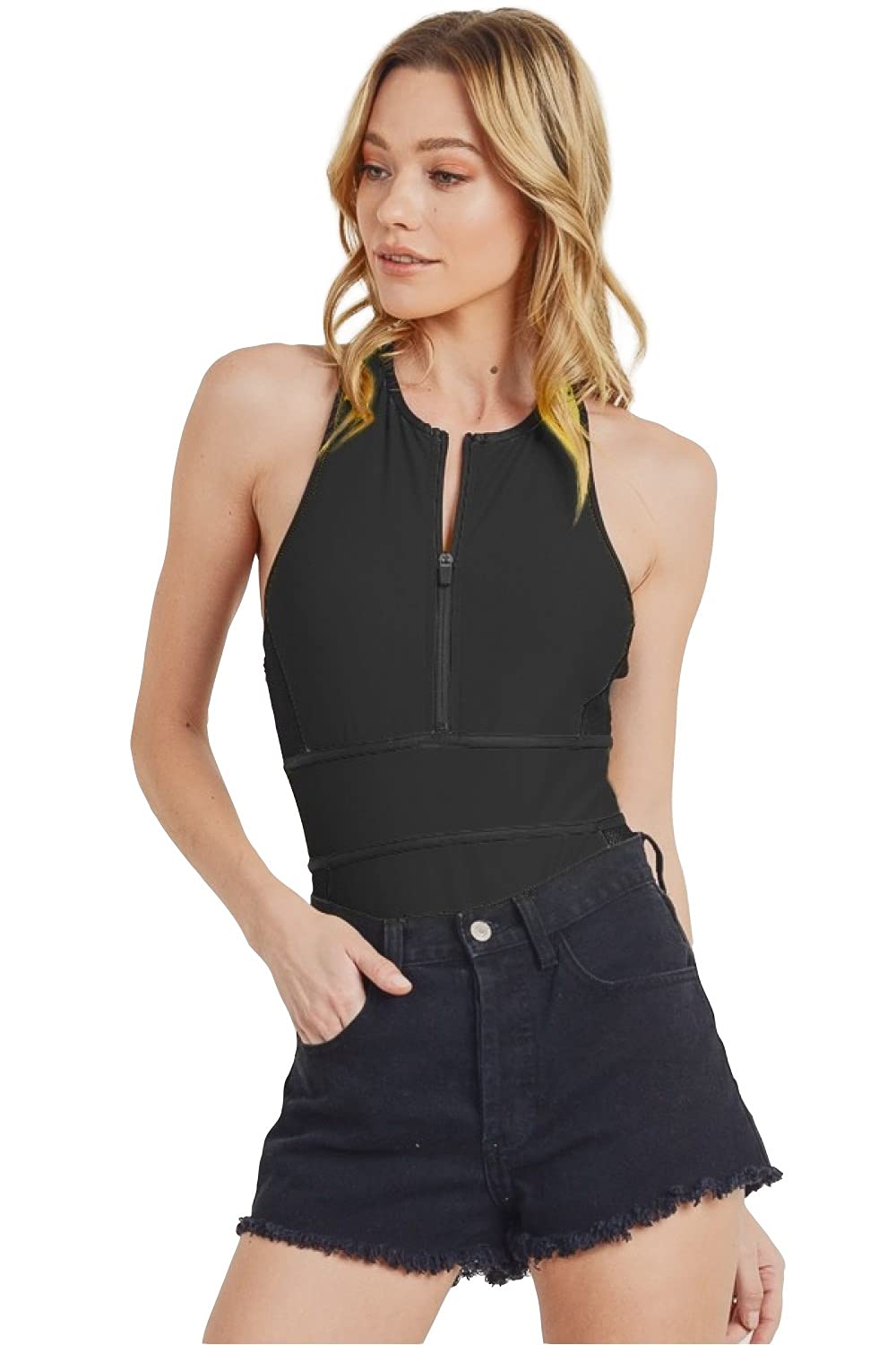Women's Shapewear Sleeveless Zip Up Contour Bodysuit