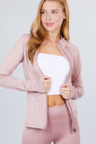 Women's Long Sleeve Zip Up Athletic Wear Sweater Work Out Jacket Light Pink Small