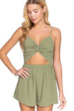 Women's Twisted Back Cami Woven Romper