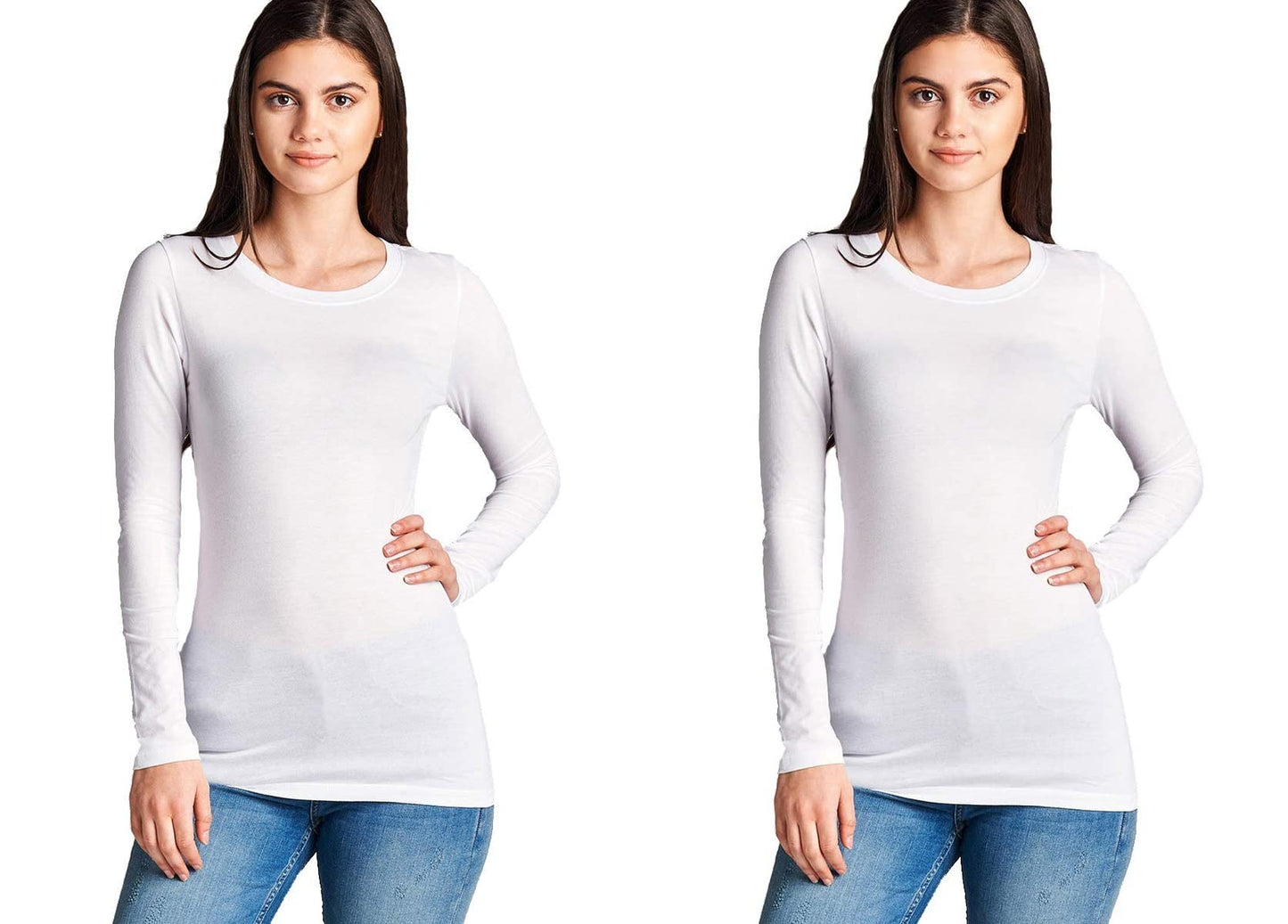 Women's Basic Long Sleeve Crewneck T-Shirt Basic Cotton Tee Top