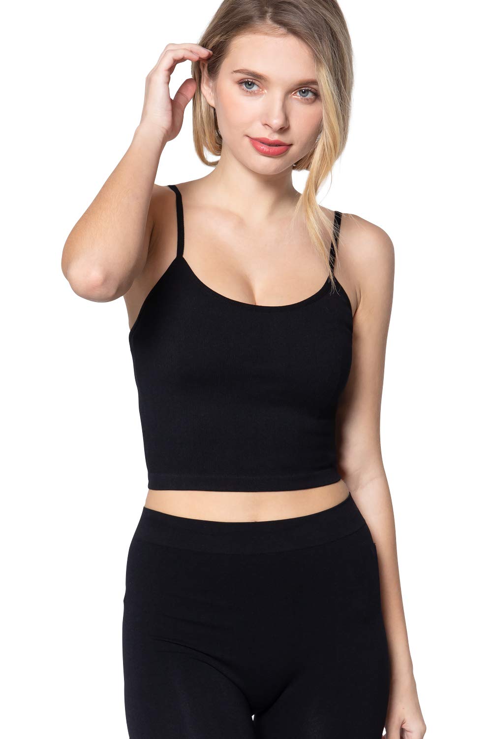 Women's Round Neck Cami Ribbed Seamless Active Crop Top