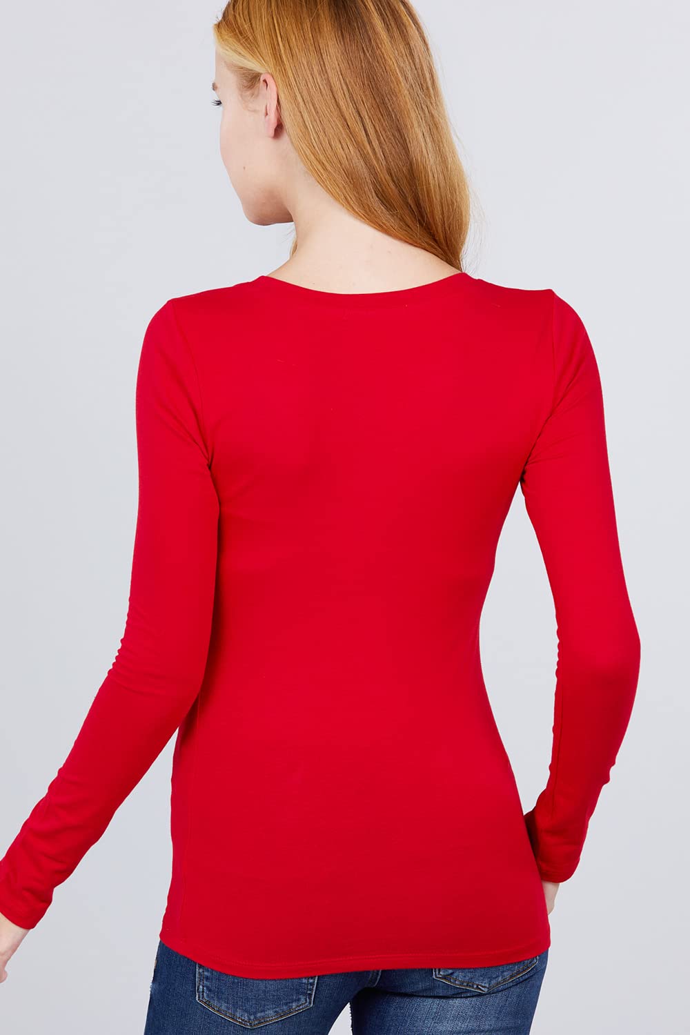 Khanomak Plain Casual Scoop Neck Long Sleeve Tee T-Shirt