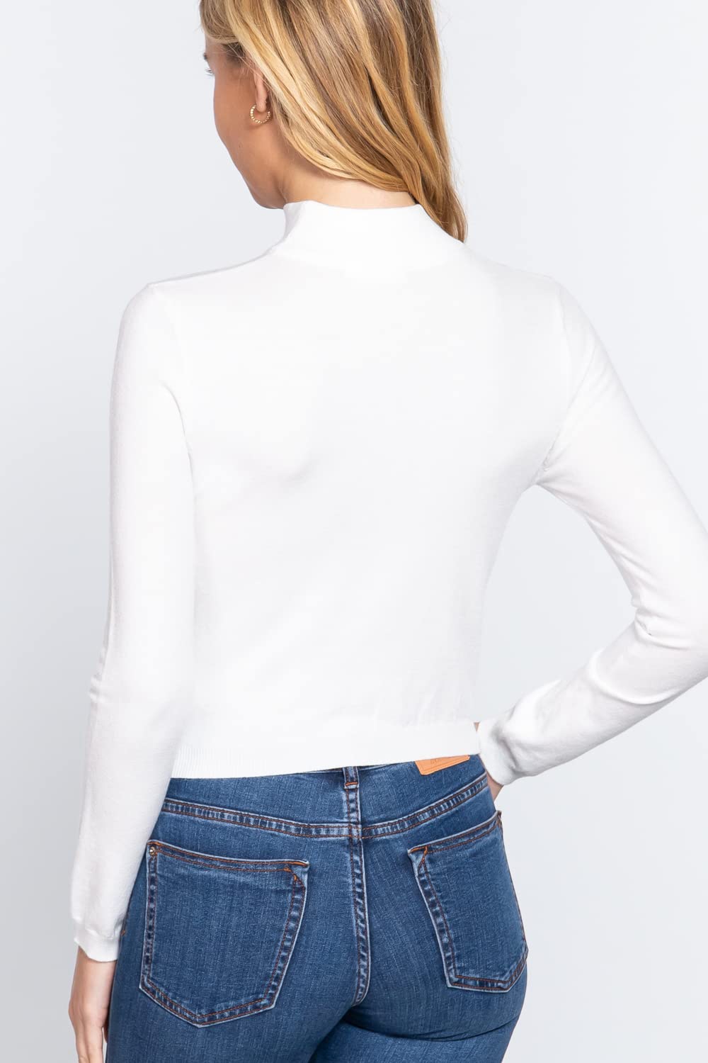 Women's Long Sleeves Mock Neck Front Cut Out Keyhole Sweater